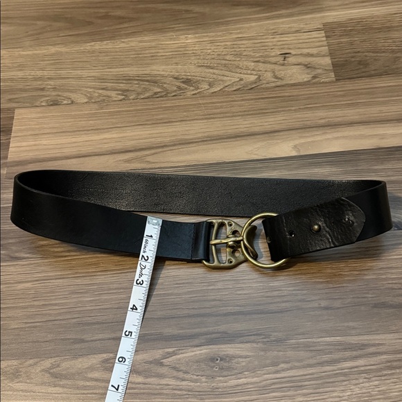 Isaiah Kincaid Vintage Brass Toggle Leather Black Adjustable Belt 32-34 USA - Picture 13 of 14